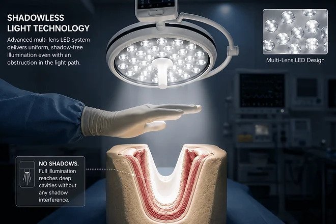 Mobile / Floor Standing 48 LED OT Surgical Light – Shadowless Light : STRIVE AURA - Image 8