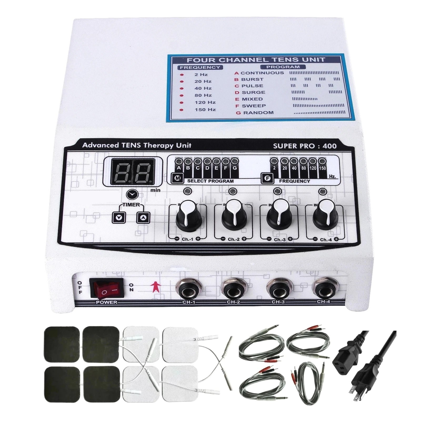 4 Channel Electrotherapy TENS Pain Relief Physiotherapy Machine : NEUROVA