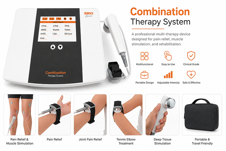 Combination Therapy Machine – IFT, Ultrasound, TENS, Russian & Muscle Stimulator : BRIO - Image 2