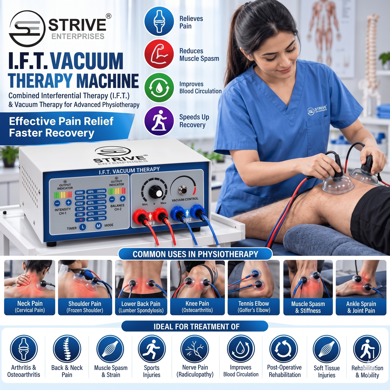 IFT + Vacuum Therapy Machine Physiotherapy Pain Relief Machine : STRIVE - Image 4