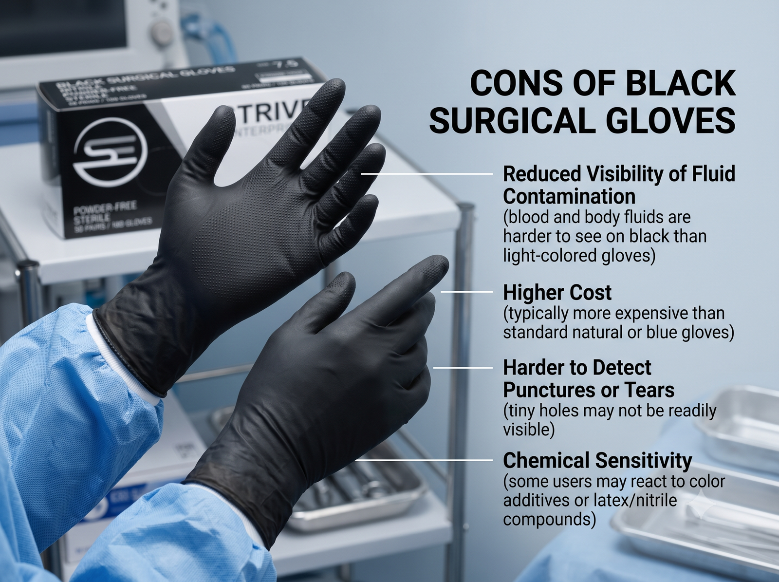 Disposable Examination/Medical Cleaning Surgical Gloves : STRIVE BLACK - Image 2