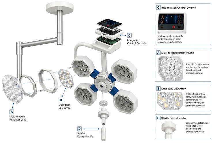 Single Dome 84 LED Surgical OT Light | Ceiling Mounted Operating Light : STRIVE LUME - Image 2