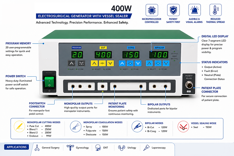 400 Watt Electrosurgical Generator Surgical Cautery Machine : STRIVE SURGIVA - Image 3