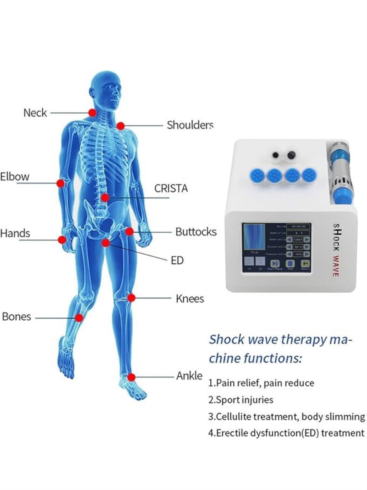 Radical Shockwave Therapy Machine – 7 Heads, Touch Screen : STRIVE - Image 4