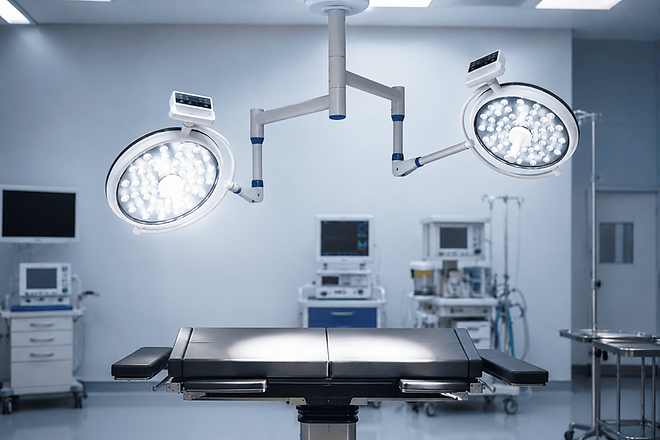 Double Dome LED Surgical OT Light | Ceiling Mounted Shadow less Operating Light : 48+48 - Image 4