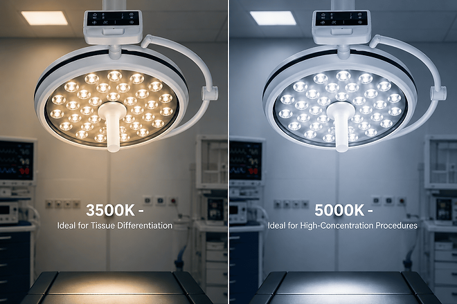 Double Dome LED Surgical OT Light | Ceiling Mounted Shadow less Operating Light : 48+48 - Image 5