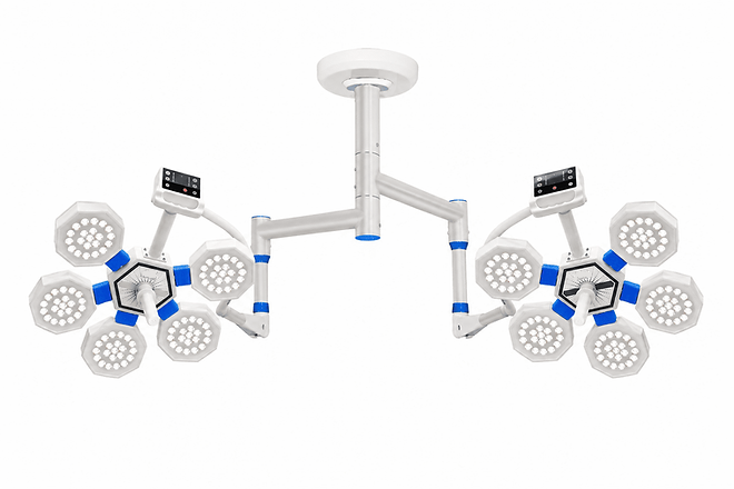 Double Dome LED Surgical OT Light | Ceiling Mounted Shadow less Operating Light : 105+105
